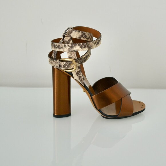 NIB GUCCI LIFFORD GENUINE PYTHON LEATHER SANDALS SHOES - Picture 1 of 9